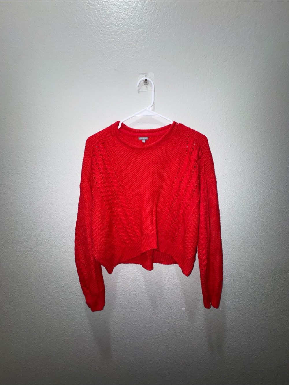 Charlotte Russe Red Cable Knit Crewneck Sweater